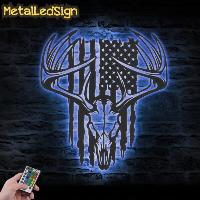 American Deer Hunting Metal Wall Art Led Light - Image 2