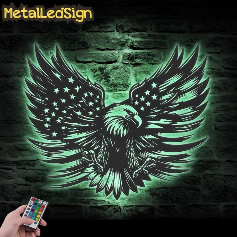 American Eagle Us Flag Metal Wall Art Led Light - Image 4