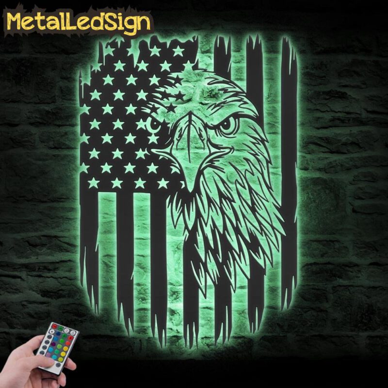 American Eagle Us Flag Metal Wall Art Led Light - Image 4