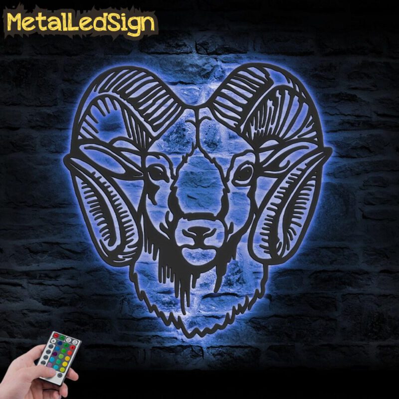 Bighorn Sheep Wild Animal Metal Wall Art Led Light - Image 2