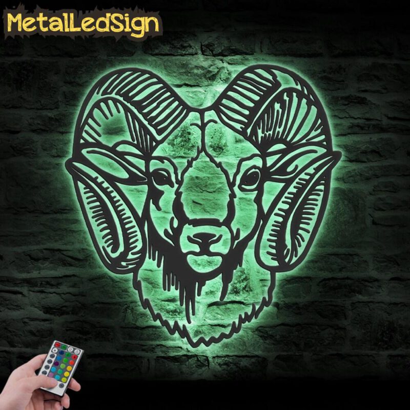 Bighorn Sheep Wild Animal Metal Wall Art Led Light - Image 4