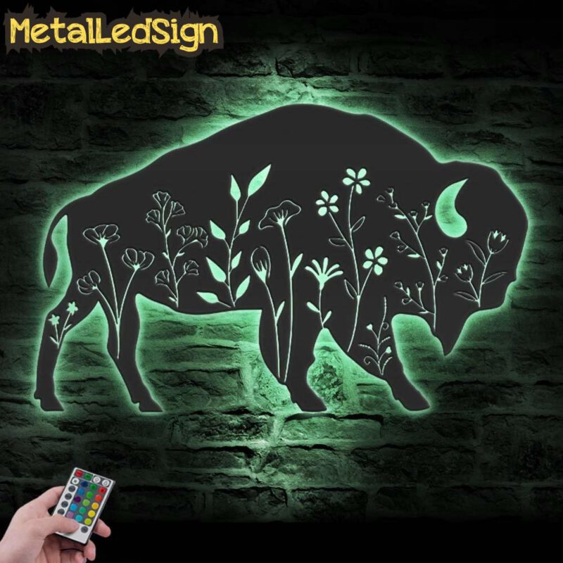 Bison Wildflower Farmhouse Metal Wall Art Led Light - Image 4