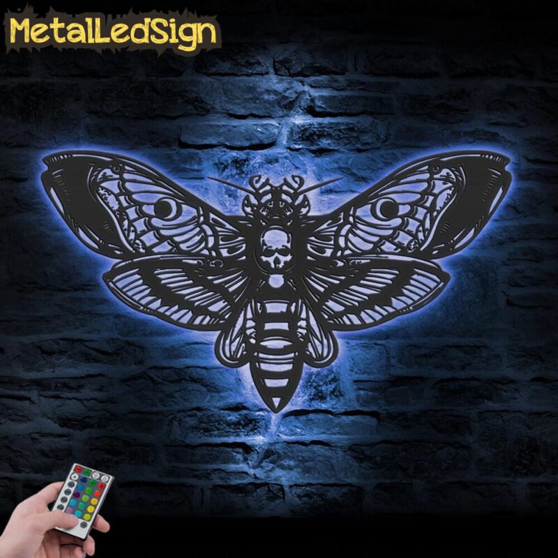 Butterfly Skull Metal Wall Art With Led Light - Image 2