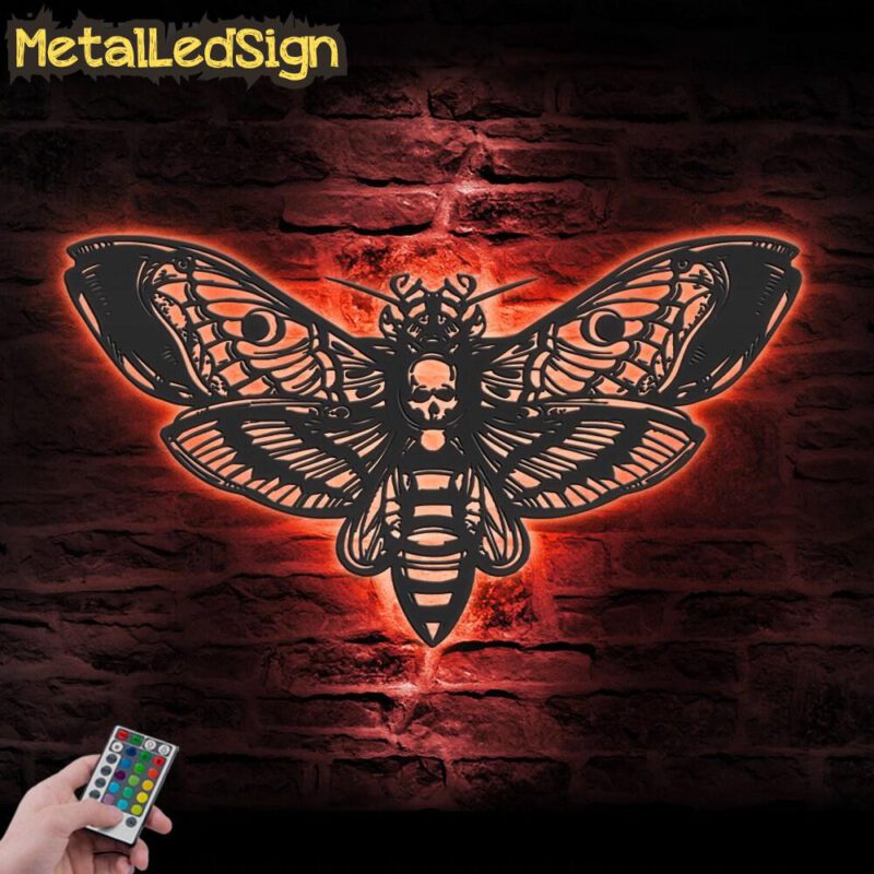 Butterfly Skull Metal Wall Art With Led Light - Image 3