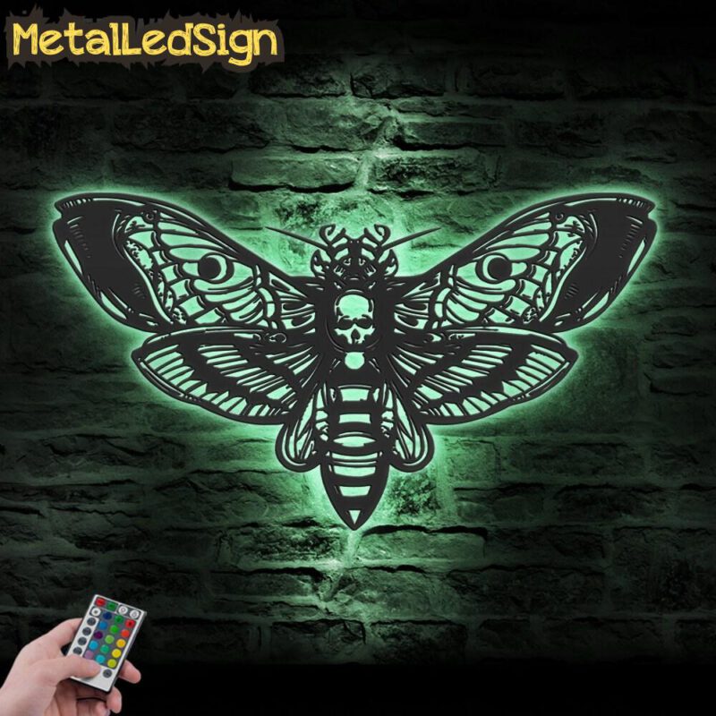 Butterfly Skull Metal Wall Art With Led Light - Image 4