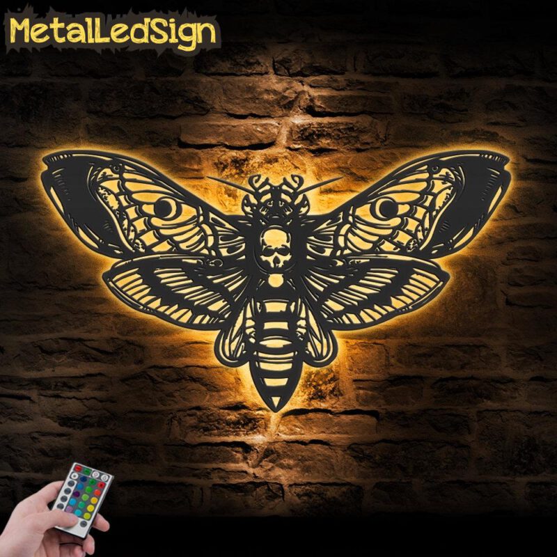 Butterfly Skull Metal Wall Art With Led Light