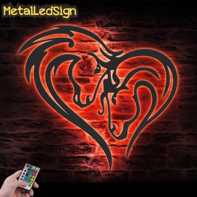 Couple Horse Heart Metal Wall Art Led Light - Image 3