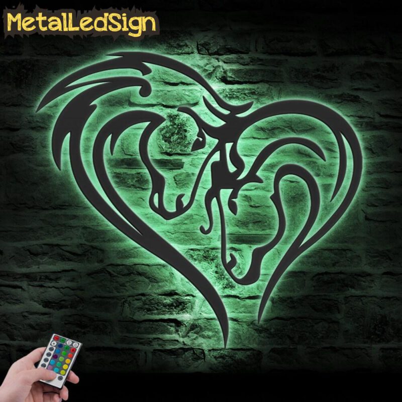 Couple Horse Heart Metal Wall Art Led Light - Image 4