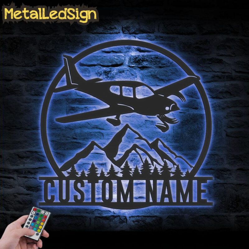 Custom Aircraft Hangar Metal Wall Art Led Light - Image 2