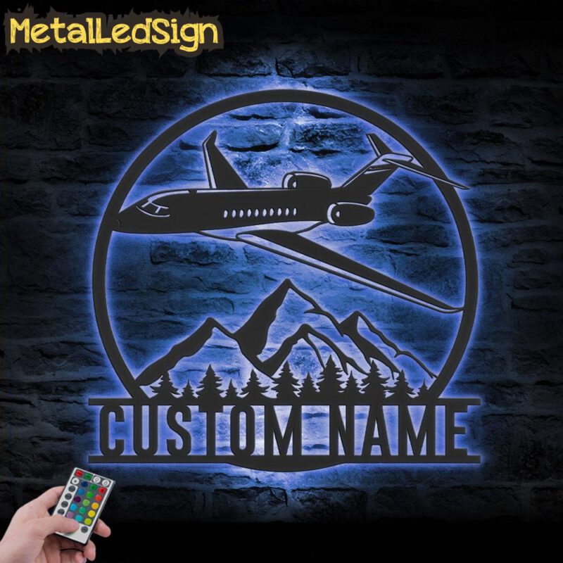 Custom Aircraft Hangar Metal Wall Art Led Light - Image 2