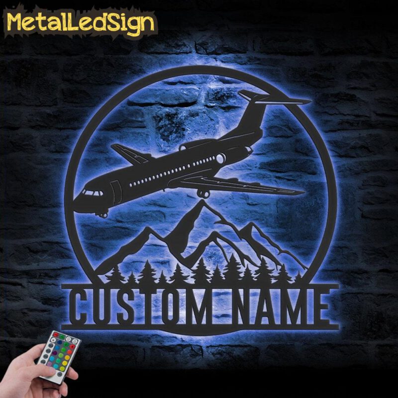 Custom Aircraft Hangar Metal Wall Art Led Light - Image 2