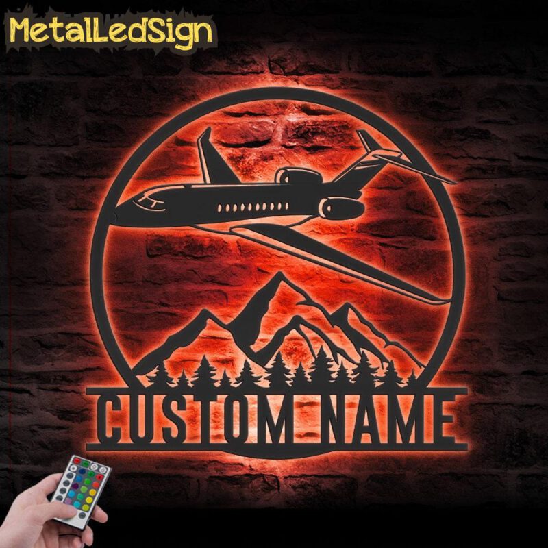 Custom Aircraft Hangar Metal Wall Art Led Light - Image 3