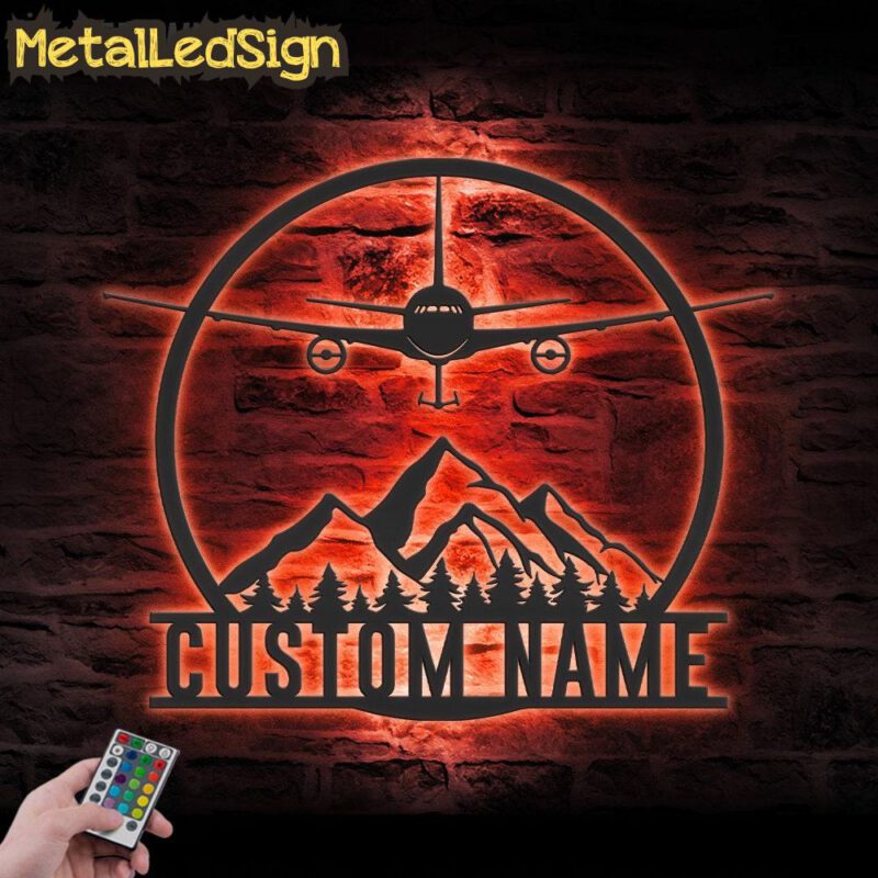 Custom Aircraft Hangar Metal Wall Art Led Light - Image 3