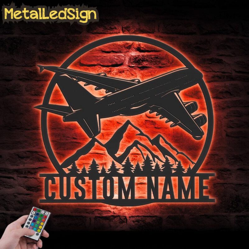 Custom Aircraft Hangar Metal Wall Art Led Light - Image 3