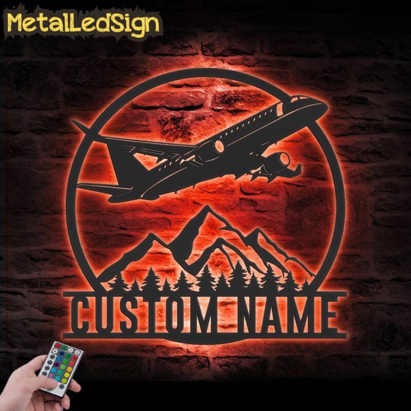 Custom Aircraft Hangar Metal Wall Art Led Light - Image 3