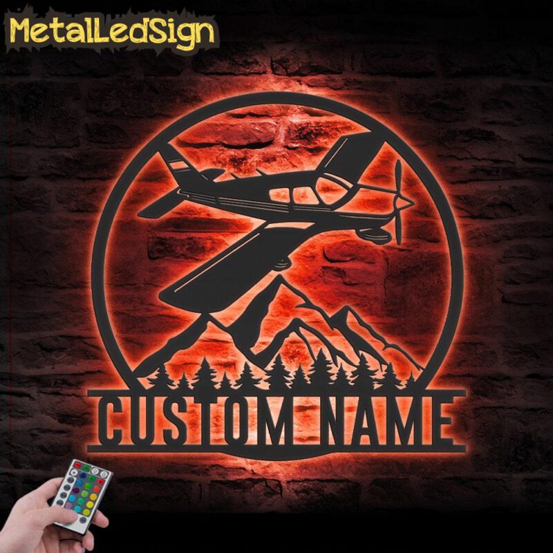 Custom Aircraft Hangar Metal Wall Art Led Light - Image 3