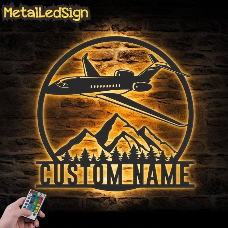 Custom Aircraft Hangar Metal Wall Art Led Light