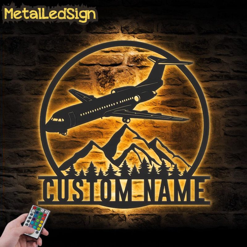 Custom Aircraft Hangar Metal Wall Art Led Light