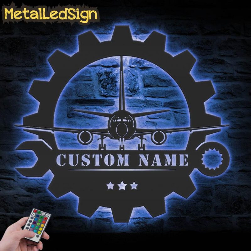 Custom Airplane Mechanic Metal Wall Art Led Light - Image 2