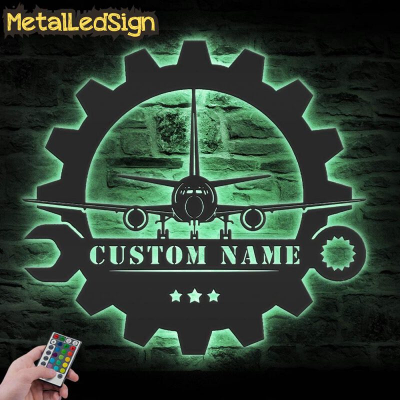 Custom Airplane Mechanic Metal Wall Art Led Light - Image 4