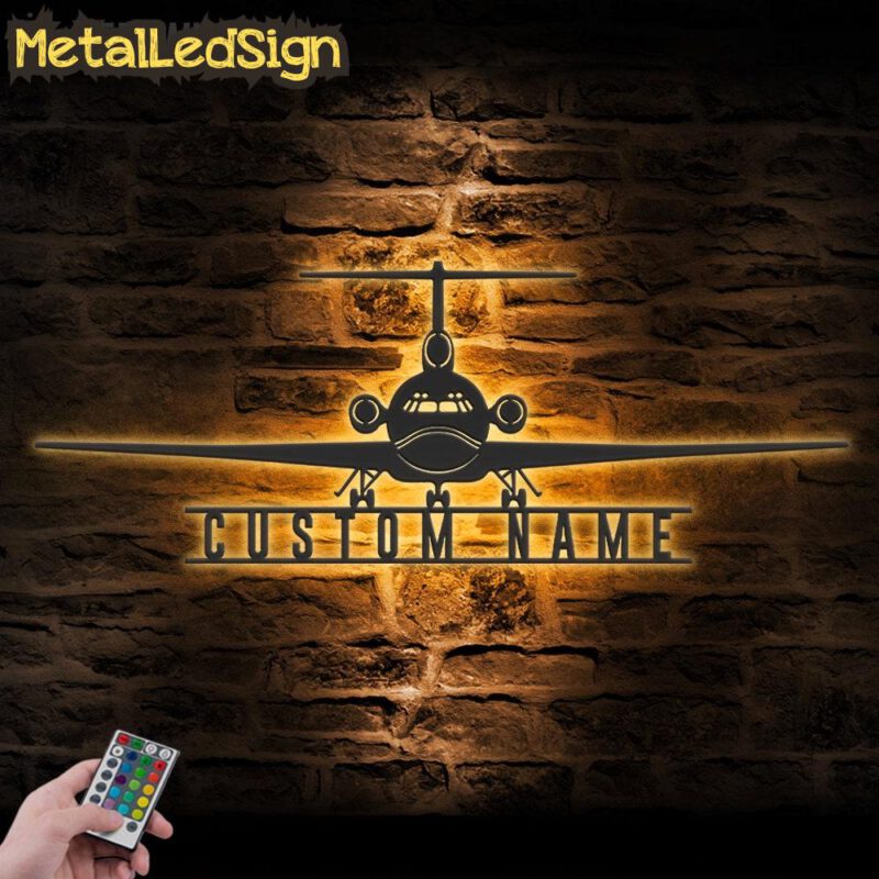 Custom Airplane Metal Wall Art Led Light