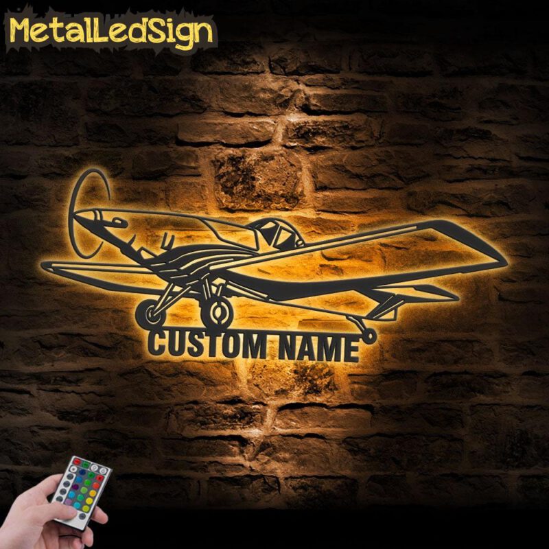 Custom Airplane Metal Wall Art Led Light