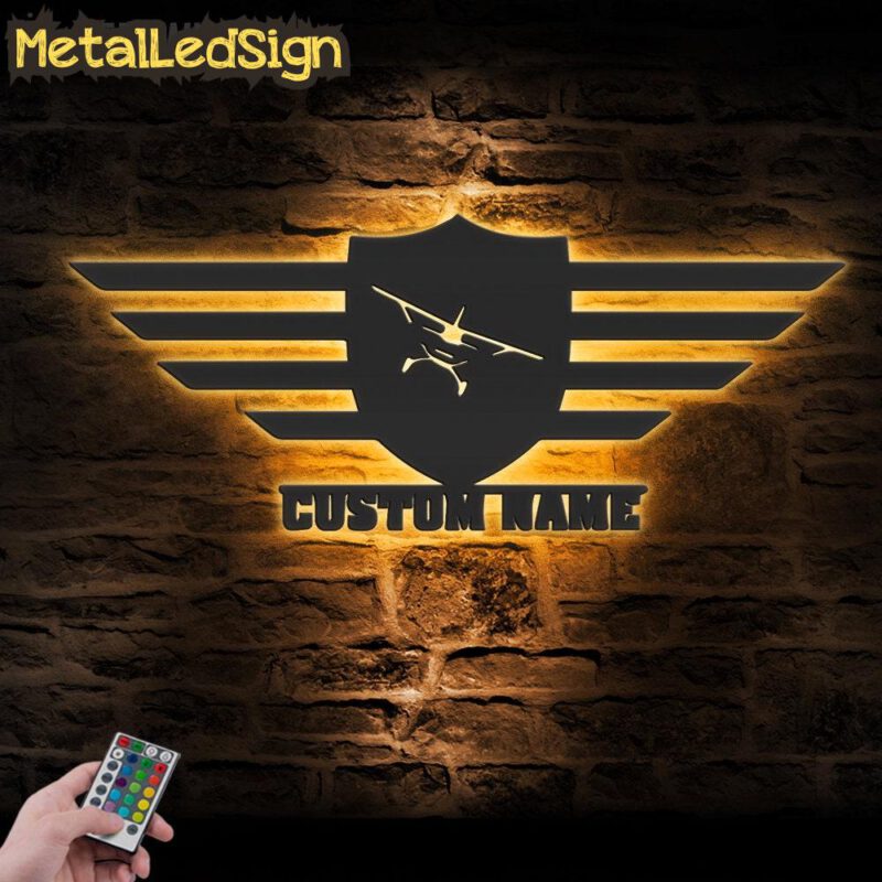 Custom Airplane Metal Wall Art Led Light