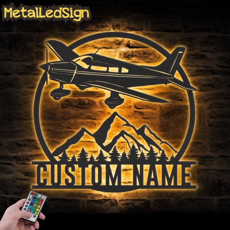 Custom Airplane Metal Wall Art Led Light