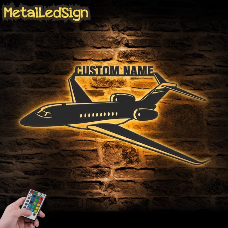 Custom Airplane Metal Wall Art Led Light