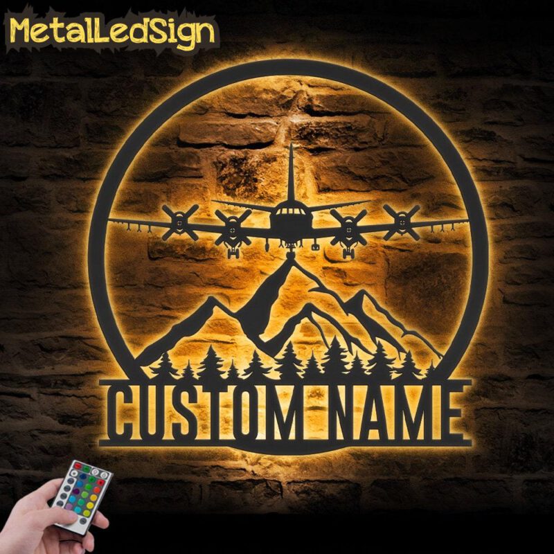 Custom Airplane Metal Wall Art Led Light