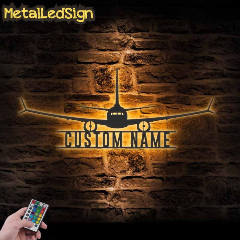 Custom Airplane Metal Wall Art Led Light