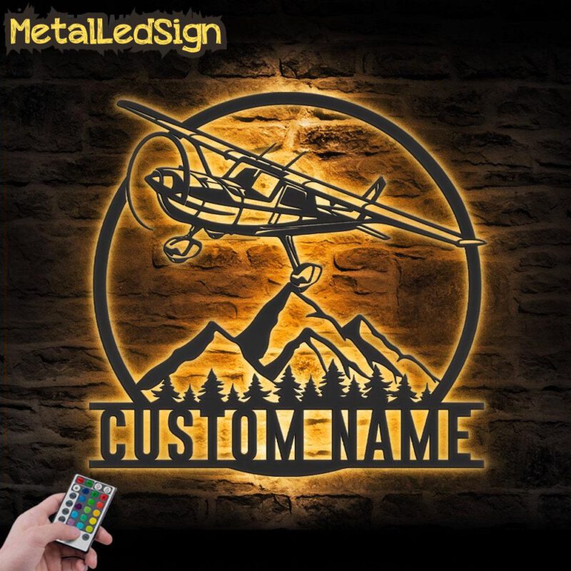 Custom Airplane Metal Wall Art Led Light