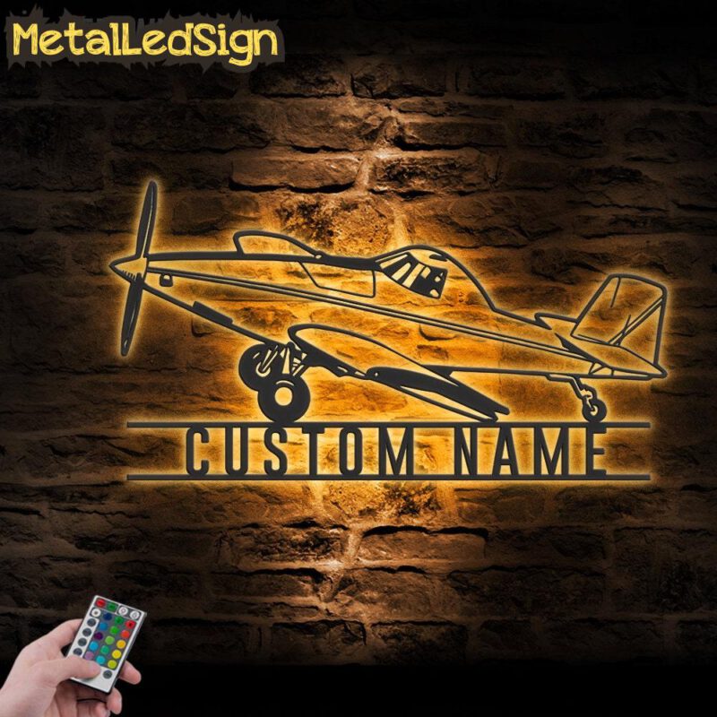 Custom Airplane Metal Wall Art Led Light