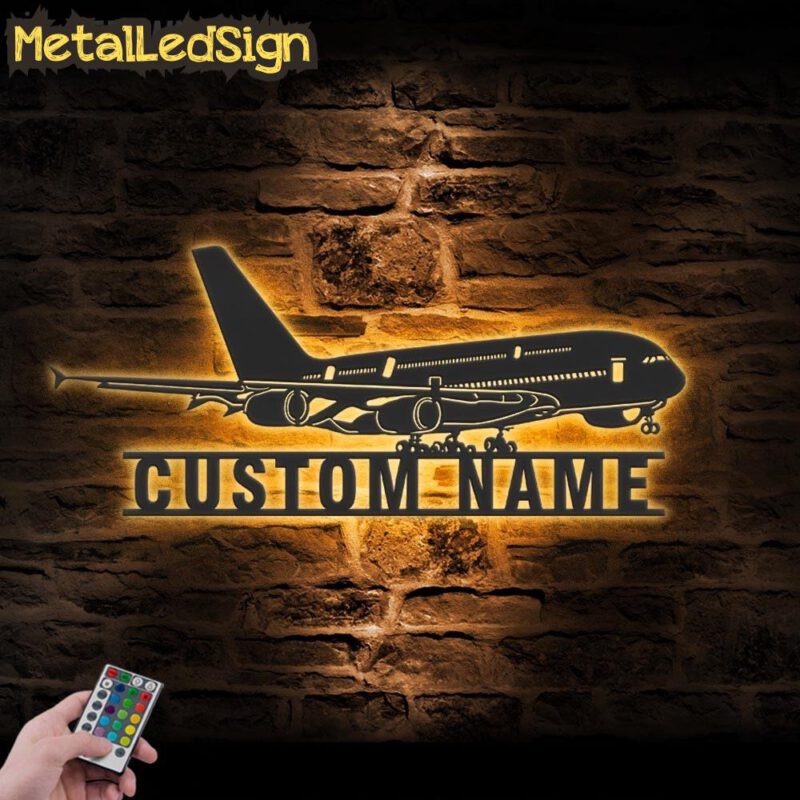 Custom Airplane Metal Wall Art Led Light