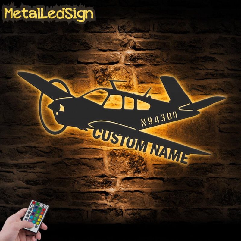 Custom Airplane Metal Wall Art Led Light