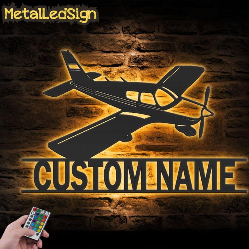 Custom Airplane Metal Wall Art Led Light