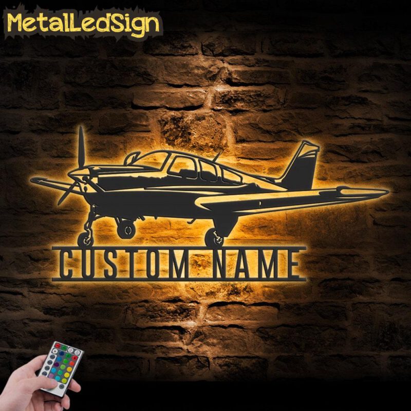 Custom Airplane Metal Wall Art Led Light