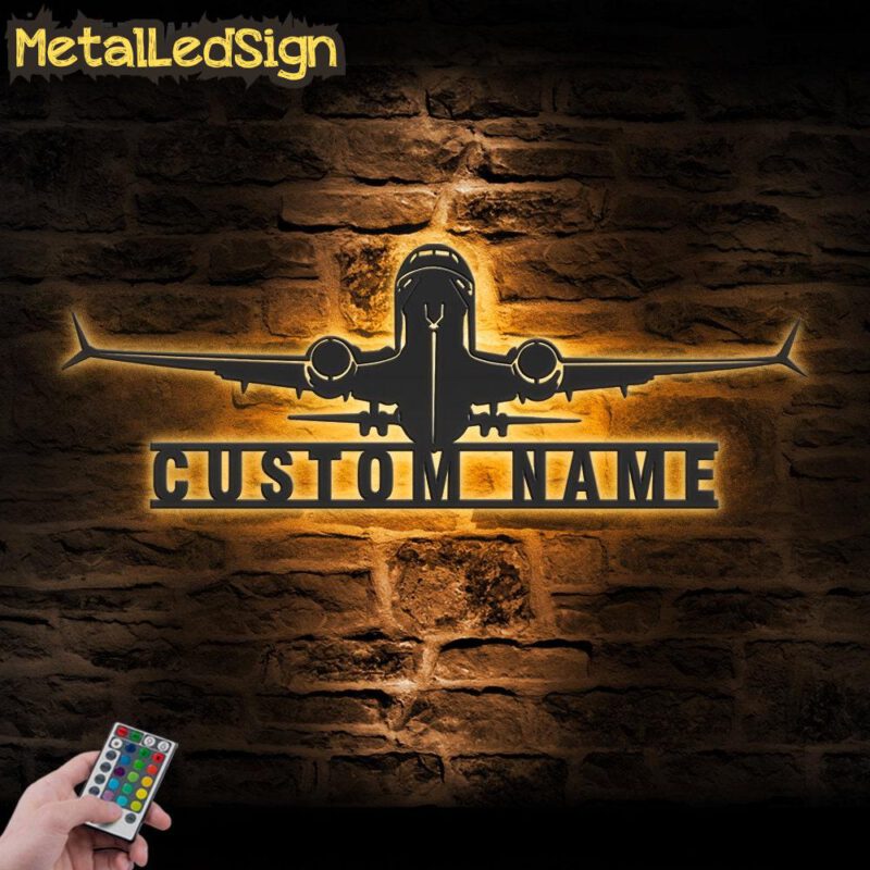 Custom Airplane Metal Wall Art Led Light