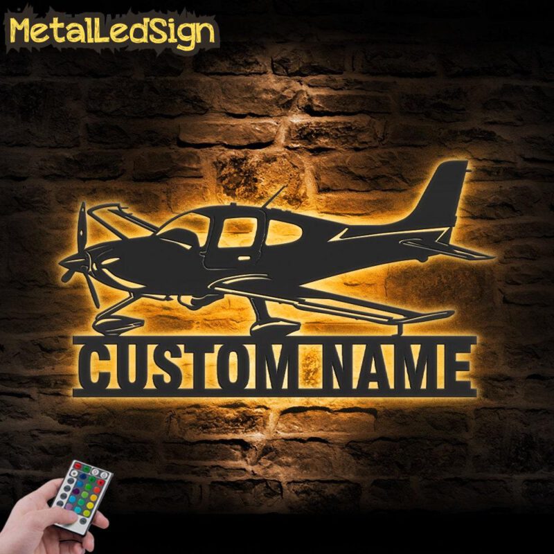 Custom Airplane Metal Wall Art Led Light