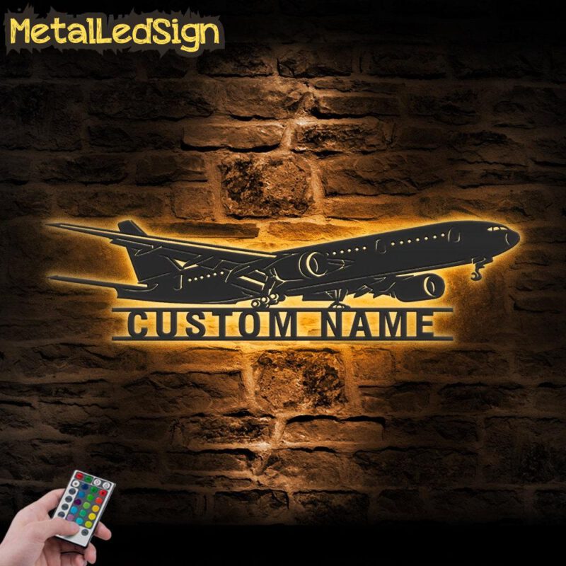 Custom Airplane Metal Wall Art Led Light