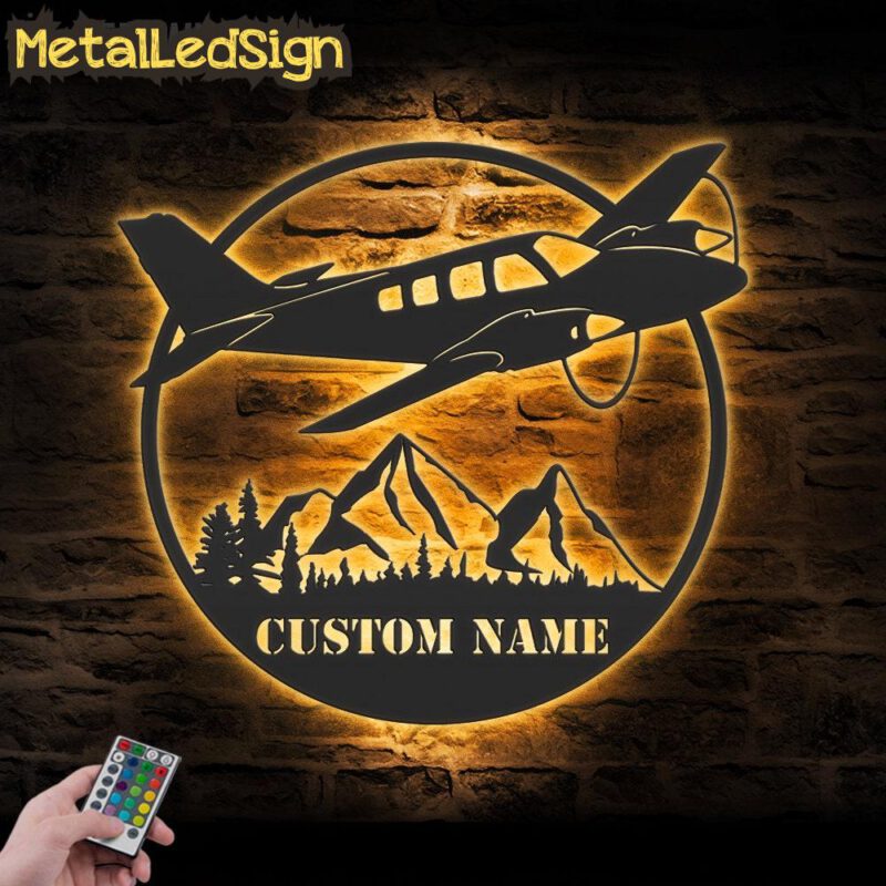 Custom Airplane Metal Wall Art Led Light