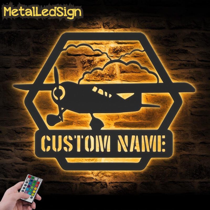 Custom Airplane Metal Wall Art Led Light