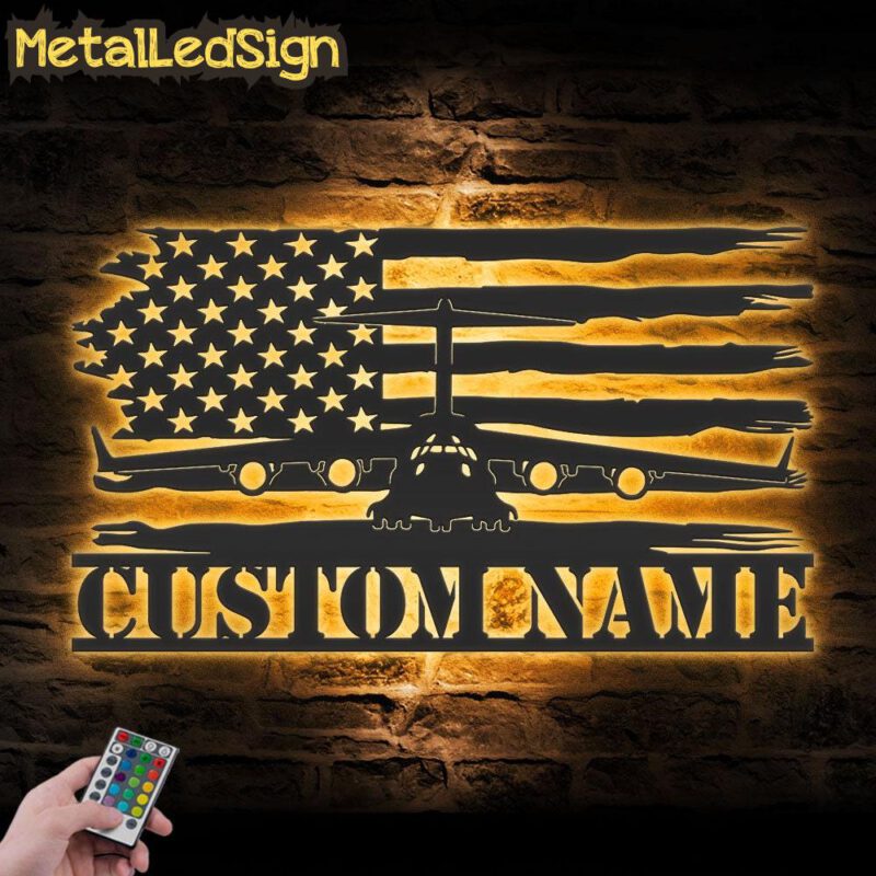 Custom Airplane Metal Wall Art Led Light