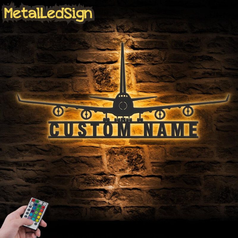 Custom Airplane Metal Wall Art Led Light