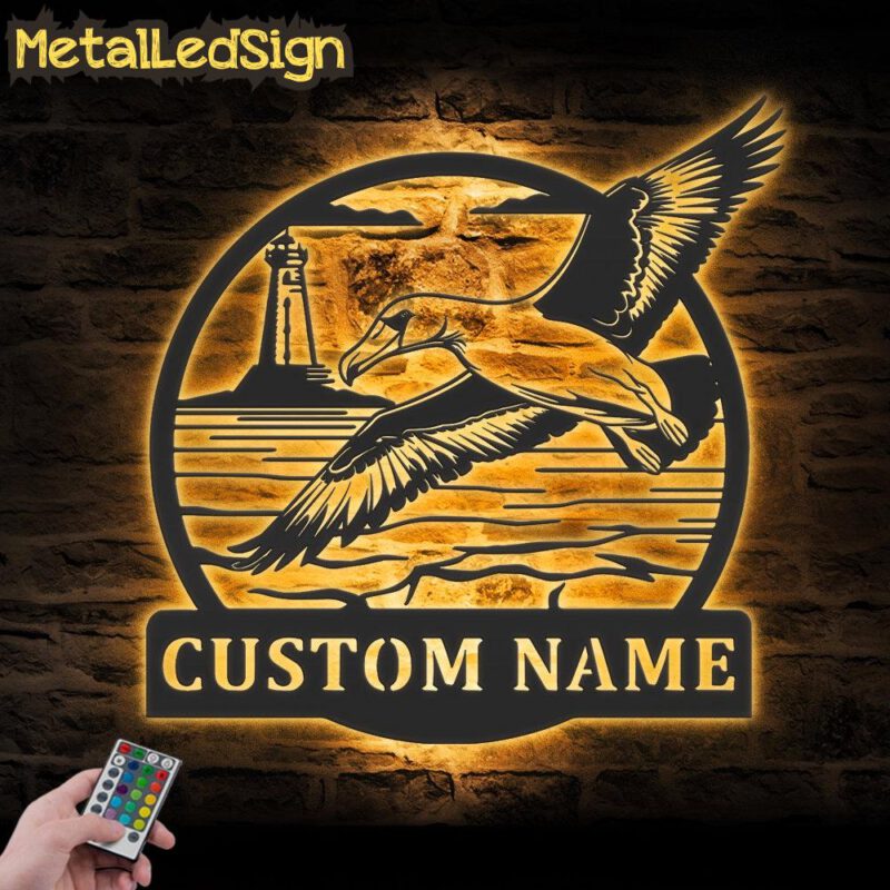 Custom Albatross Metal Wall Art Led Light