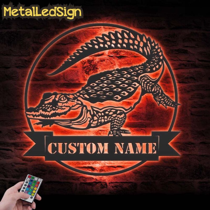 Custom Alligator Metal Wall Art Led Light - Image 3