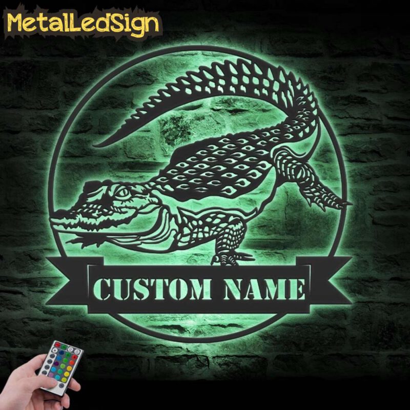 Custom Alligator Metal Wall Art Led Light - Image 4