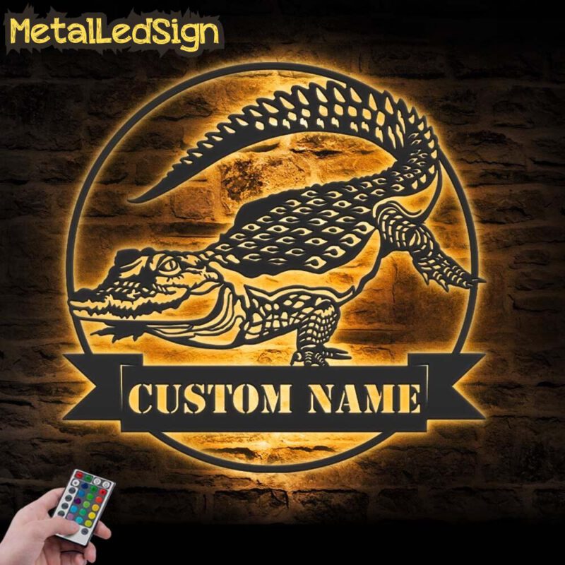 Custom Alligator Metal Wall Art Led Light