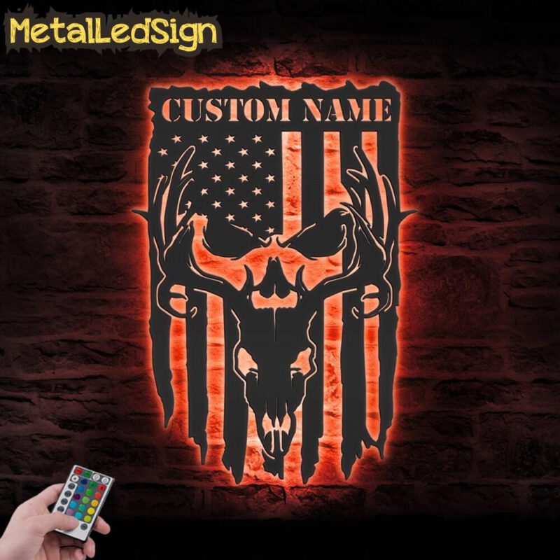 Custom American Deer Hunting Metal Wall Art Led Light - Image 3