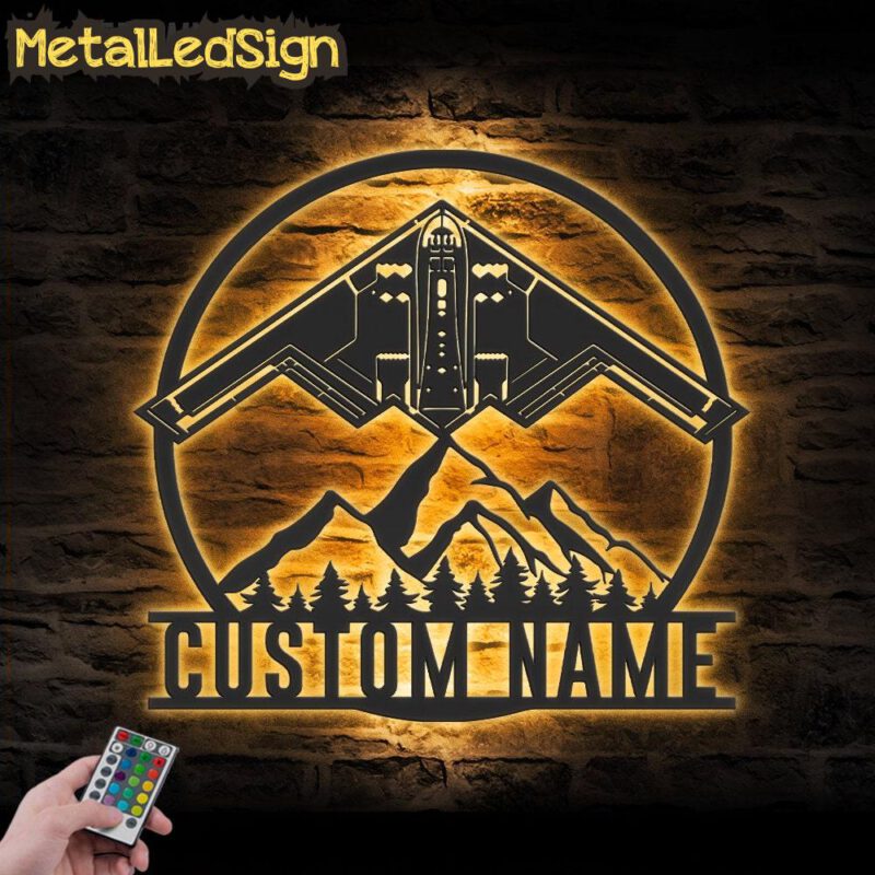 Custom Combat Aircraft Hangar Metal Wall Art Led Light